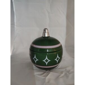 Christmas Candy Dish Ornament Cookie Jar Green Pink Ceramic Holiday Decor Kitche
